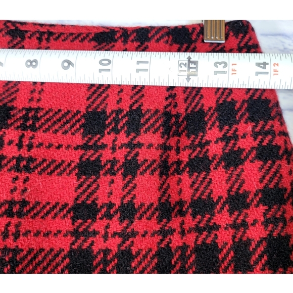 Eddie Bauer Red Black Plaid Mini Skirt Women Size 6 Wool Blend Preppy Academia - Picture 8 of 10